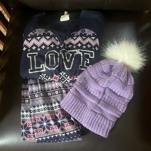 Belle du Jour Girls matching legging set with hat. EUC. Size L.
